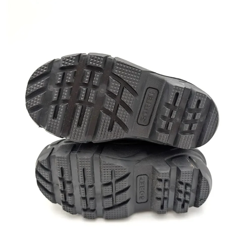 Sorel Flurry Hook & Loop Snow Boots Round Toe Kids' Black Size US10 EU27